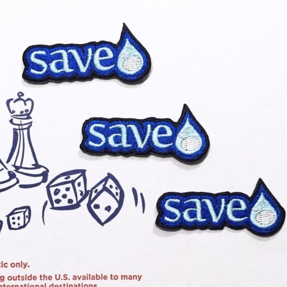 NEW SAVE WATER EASY IRON ON PATCHES BADGES